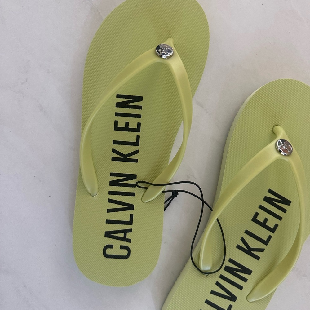 Calvin Klein Yellow Flip Flops